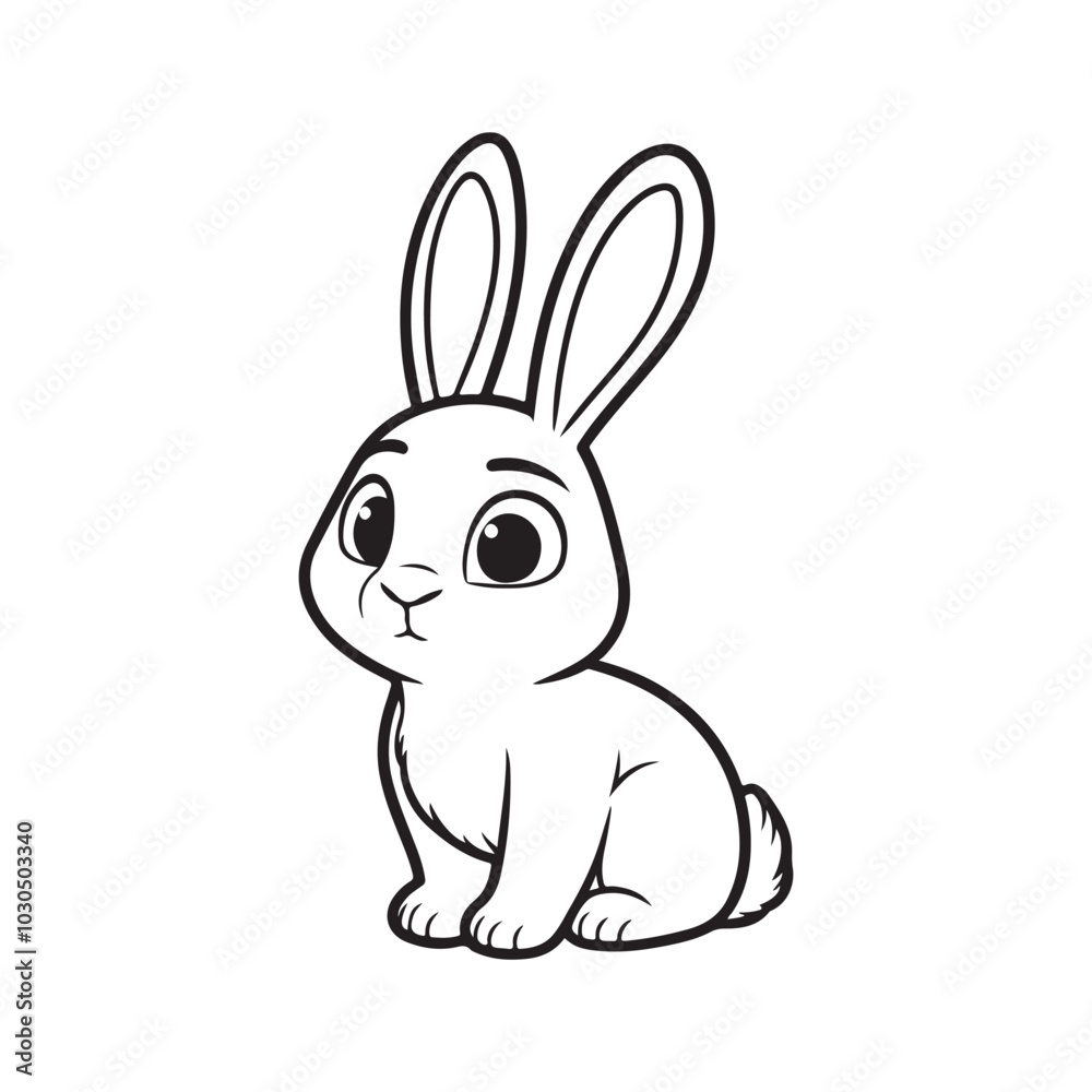Obraz premium Black Rabbit Silhouette Isolated on White Vector. Side View.