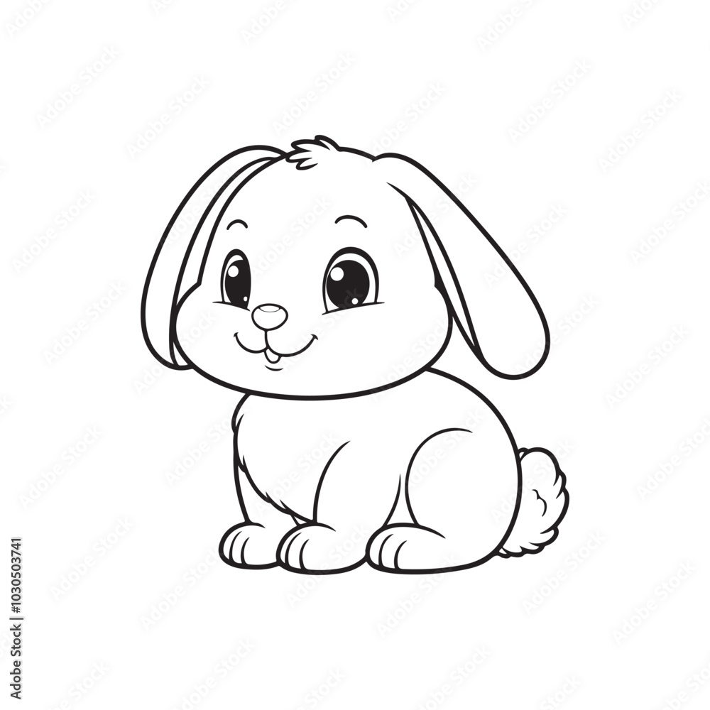Silhouette of a Rabbit in Black. Side View Vector on White. Silhouette of a Rabbit in Black. Side View Vector on White.