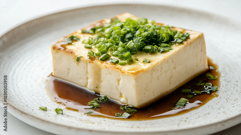 Cold tofu with soy sauce and green onions - simple prep Cold tofu with soy sauce and green onions - simple prep