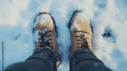 雪の中を歩くブーツ