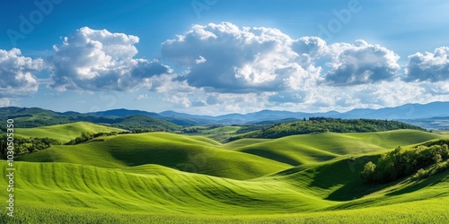A large, grassy field with sky is cloudy