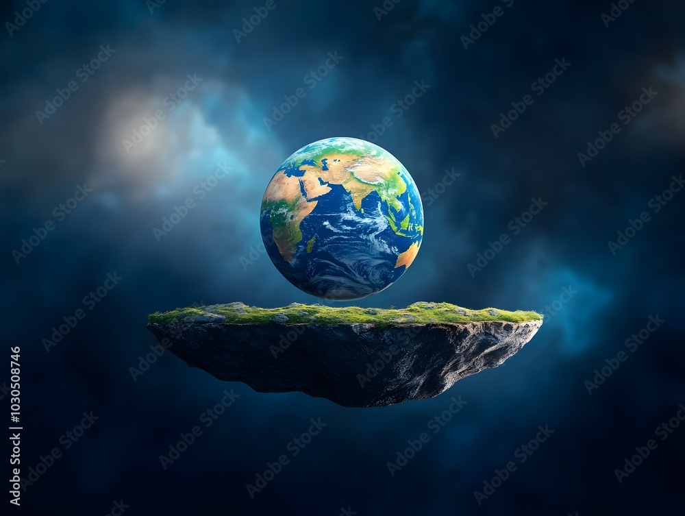 Naklejka premium Floating Earth Globe Representing Environmental Sustainability and Renewable Energy Future