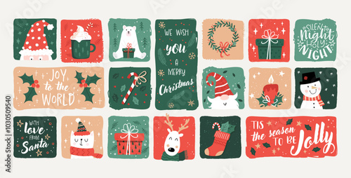 Lovely christmas seamless pattern, cute characters and decoration, great for wrapping paper, textiles, banners, wallpapers - vector design