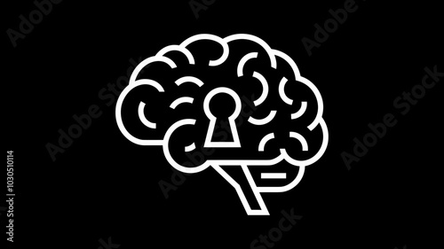Vector brain outline on black background illustration