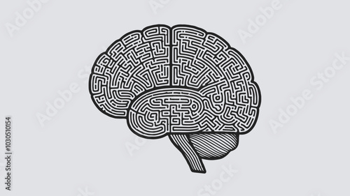 Vector brain as maze or labyrinth illustration