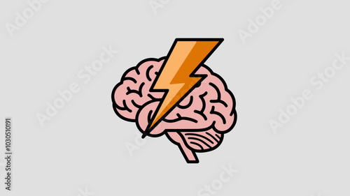 Vector brain with lightning bolt illustration