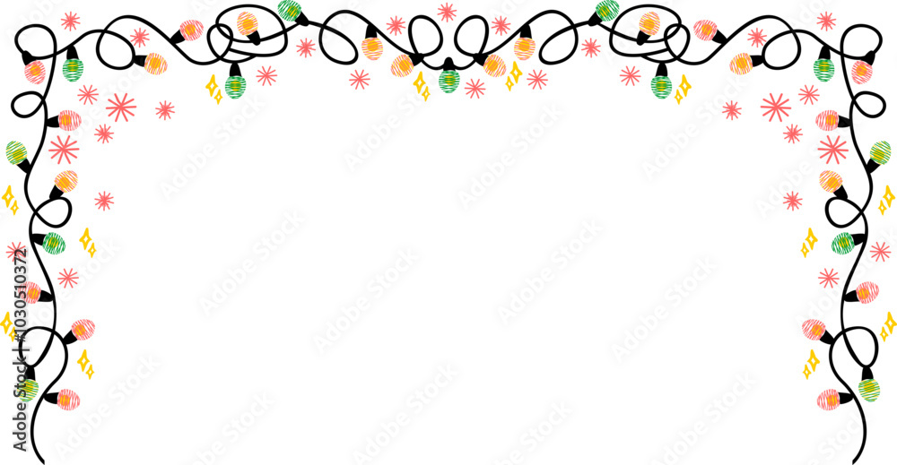 Christmas lights garland decoration illustration, new year simple design element Christmas lights garland decoration illustration, new year simple design element