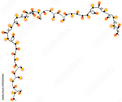 Christmas lights garland decoration illustration, new year simple design element 