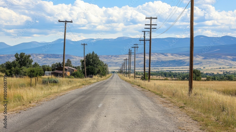 Peaceful Country Road with Scenic Mountain Views Peaceful Country Road with Scenic Mountain Views