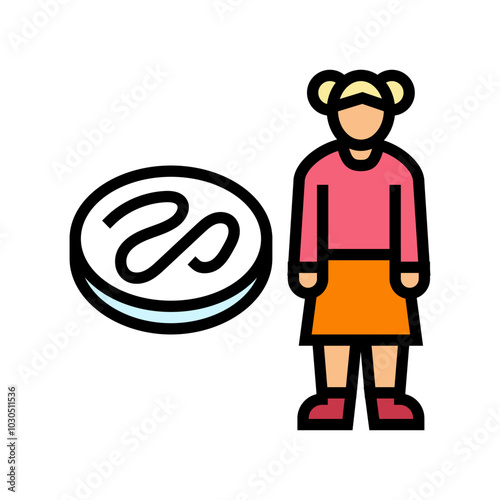 kid girl helminth worm color icon vector. kid girl helminth worm sign. isolated symbol illustration