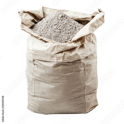 Bag of cement, white isolate background transparent background