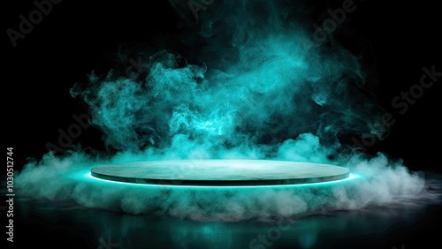 Mystical glowing platform emanating a blue mist.