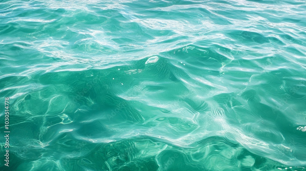 Obraz premium Green-blue ocean water with gentle ripples, natural background. 
