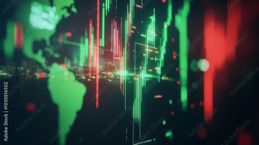Naklejka premium Digital Data Visualization on Global Map Background