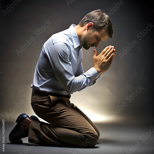 man on his knees praying