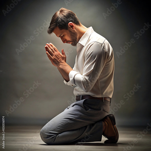 man on his knees praying