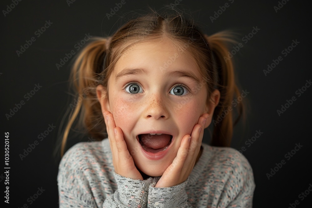 Excited Young Girl Showing Joyful Expression Excited Young Girl Showing Joyful Expression