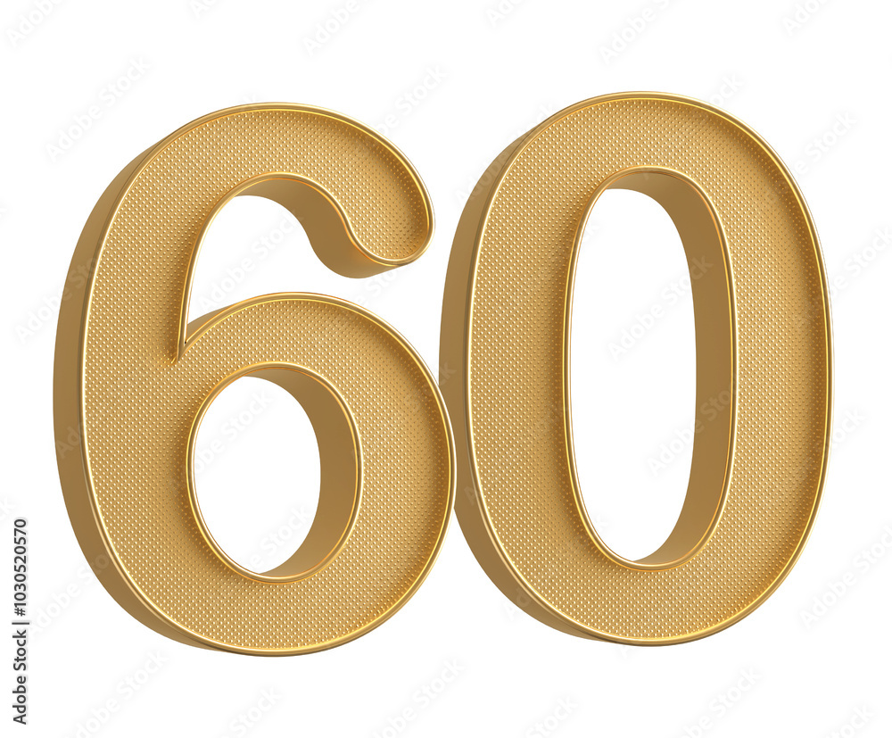 Gold 3D Number 60 Gold 3D Number 60