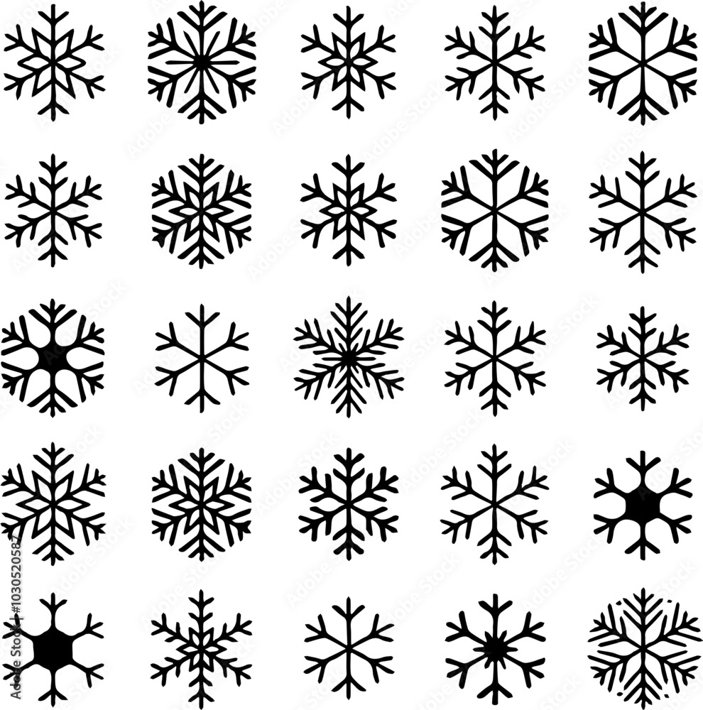 Snowflake Vector Set, Snow Icon Designs for Winter and Decoration Snowflake Vector Set, Snow Icon Designs for Winter and Decoration