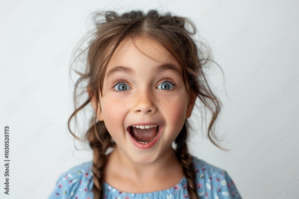 Excited Girl Portrait with Bright Expression Excited Girl Portrait with Bright Expression