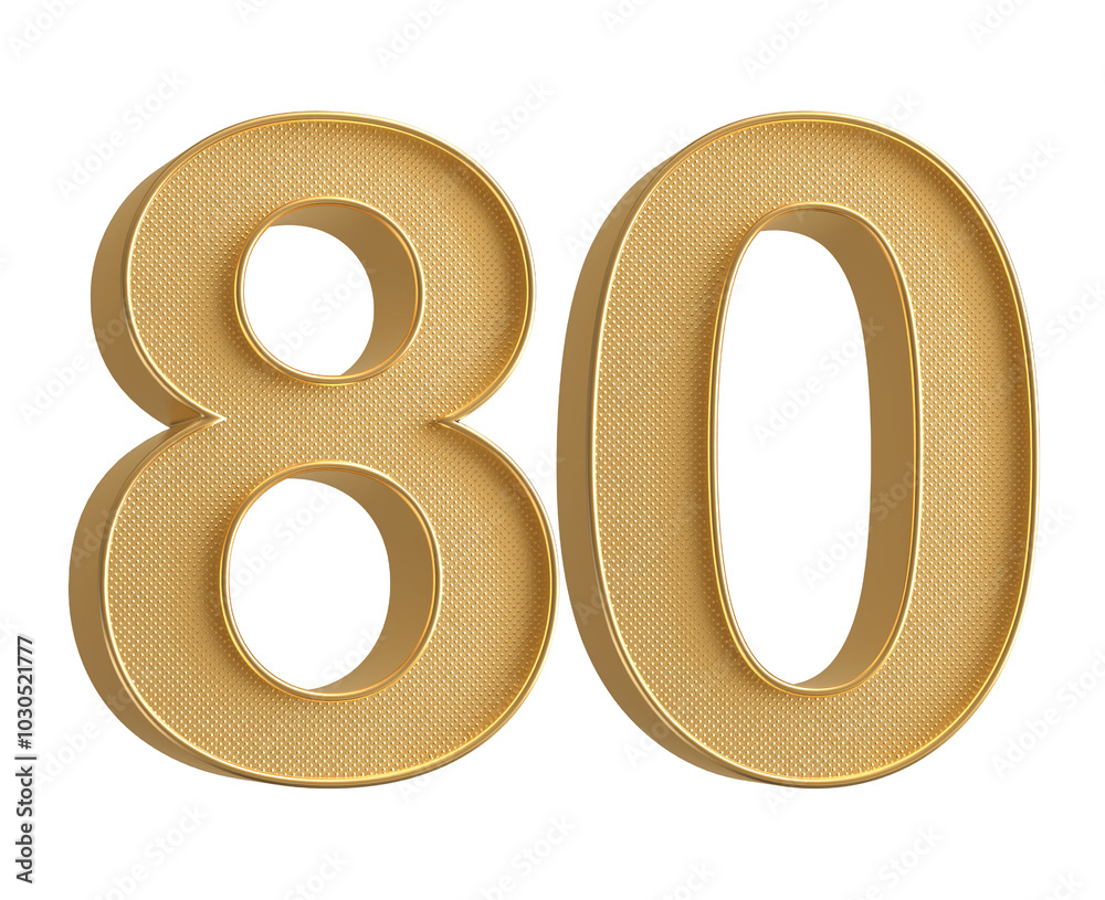 Gold 3D Number 80 Gold 3D Number 80