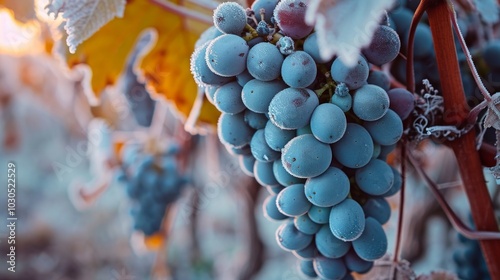 Harvesting Frozen Gold: Exploring the Spectacular Blue Vine Grapes of Hungary for Ice Wine Productio photo