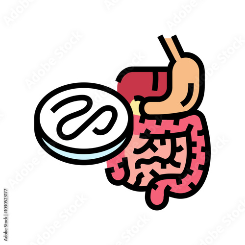 worm digestive system parasite color icon vector. worm digestive system parasite sign. isolated symbol illustration