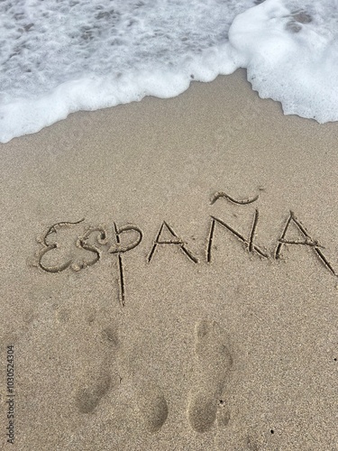 inscription on the sand „España”