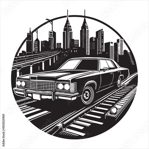 Elegant Ride Modern Sedan Car Silhouette Design , black colour vactor 