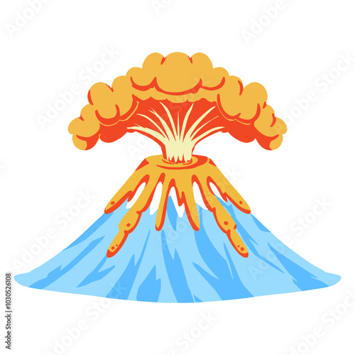 シンプルな富士山噴火のイラスト