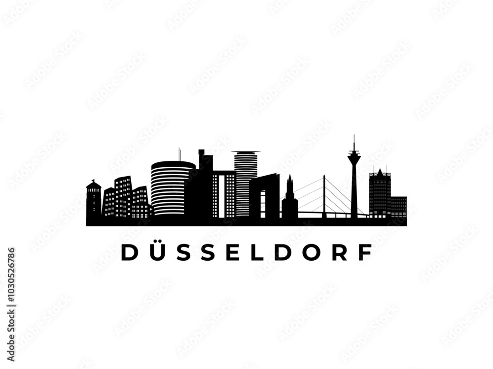 Naklejka premium Vector Dusseldorf skyline. Travel Buenos Aires famous landmarks. Business and tourism concept for presentation, banner, web site.