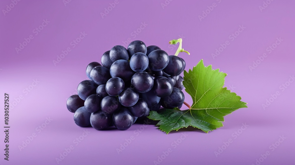 Fototapeta premium Gorgeous Isolated Kyoho Grape: Black Wine Grape Against a Vibrant Purple Background
