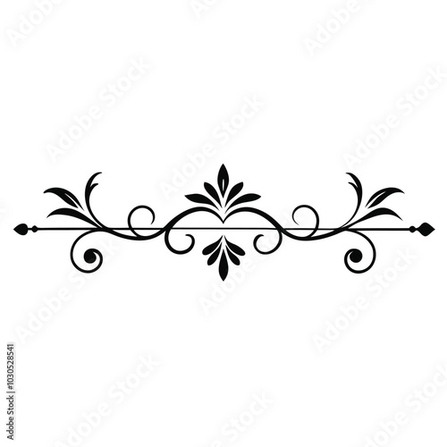 Calligraphic border divider floral design elements Adobe Illustrator Artwork