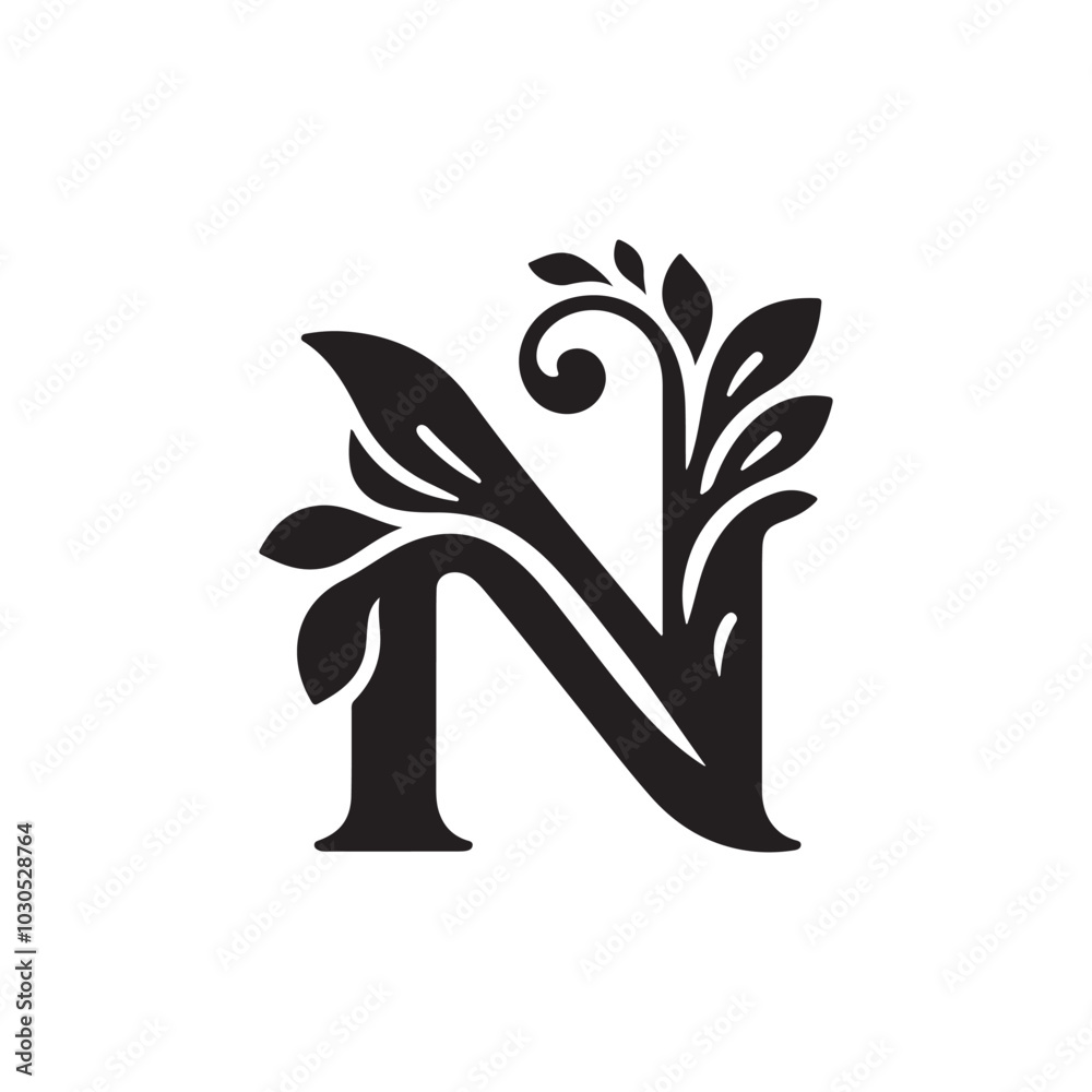 Alphabet Letter N Silhouette Logo with Floral Style - A Creative and Stylish Design Perfect for Nature-themed Brands Looking for an Elegant and Sophisticated Logo with Natural Elements.
Alphabet Letter N Silhouette Logo with Floral Style - A Creative and Stylish Design Perfect for Nature-themed Brands Looking for an Elegant and Sophisticated Logo with Natural Elements.