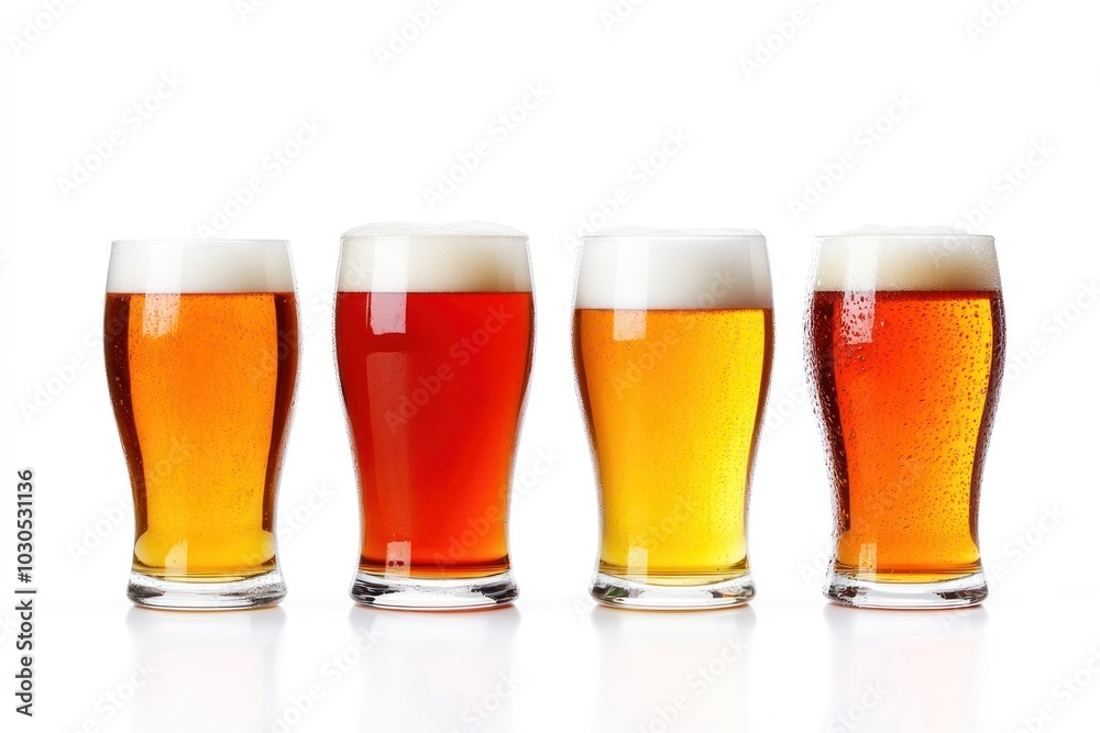 Loating group of beer glasses beers beverages drinks. Loating group of beer glasses beers beverages drinks.