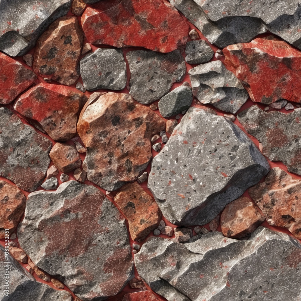 Seamless natural granite red texture with deep veins. Seamless natural granite red texture with deep veins.