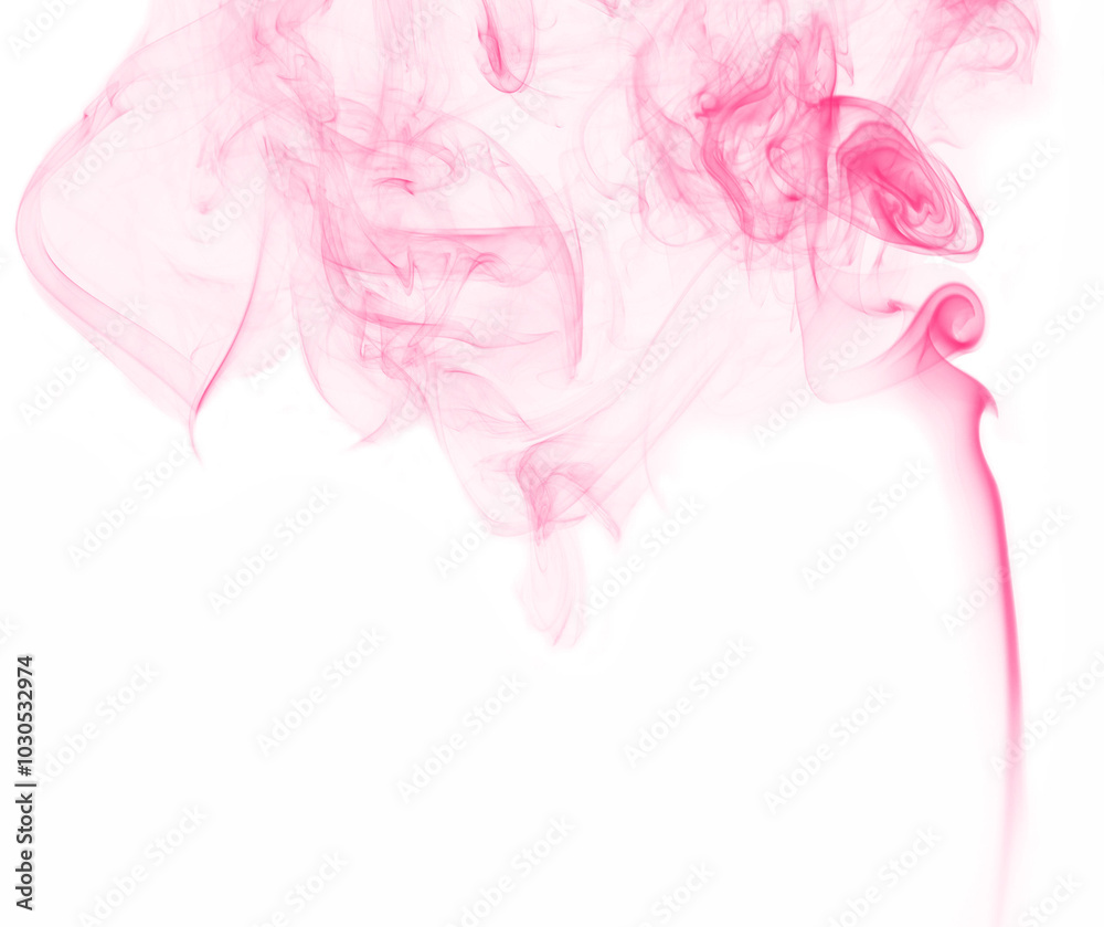 Fototapeta premium Artistic Pink Smoke Movement on Clear Background, Smoke on transparent background