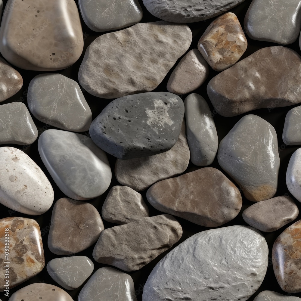 Seamless river stone pattern, ideal for backgrounds and digital art Seamless river stone pattern, ideal for backgrounds and digital art