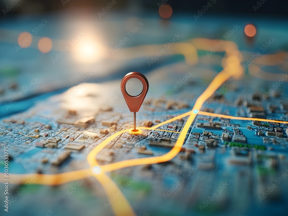 Digital GPS Navigation and Route Path Concept on Map Digital GPS Navigation and Route Path Concept on Map
