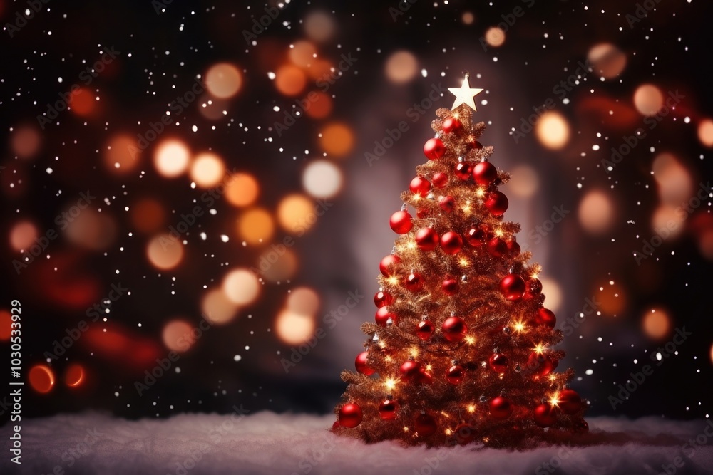 Obraz premium Christmas night tree red.