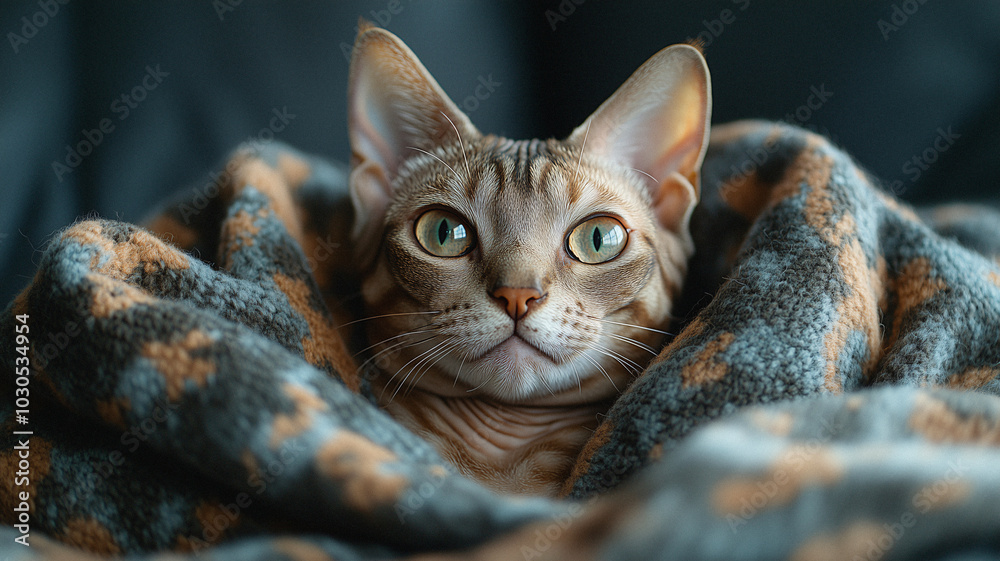 Cute cat resting in a warm and soft blanket Cute cat resting in a warm and soft blanket