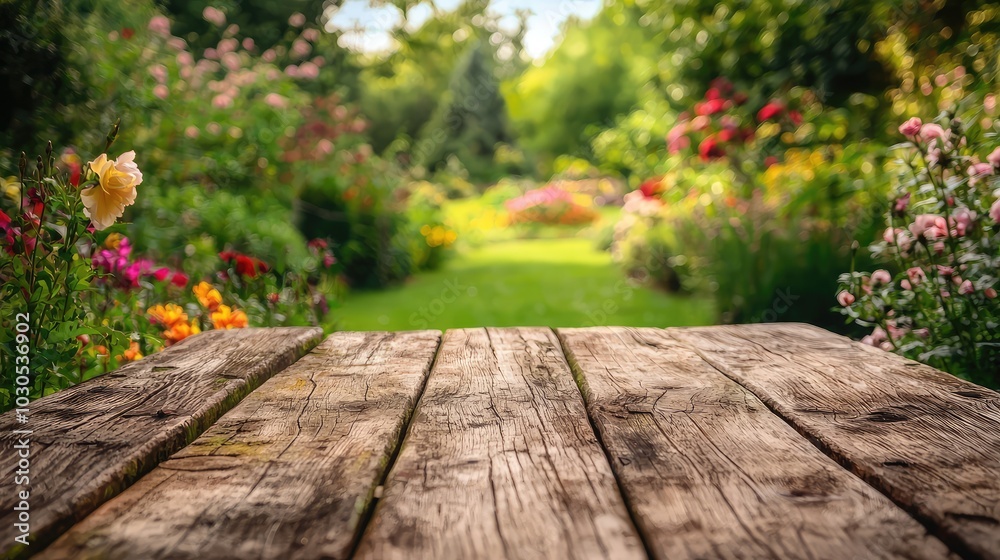 Serene View of Weathered Wooden Table Outdoors Serene View of Weathered Wooden Table Outdoors