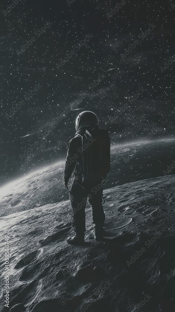 Astronaut Gazing at Serene Cosmic View Astronaut Gazing at Serene Cosmic View