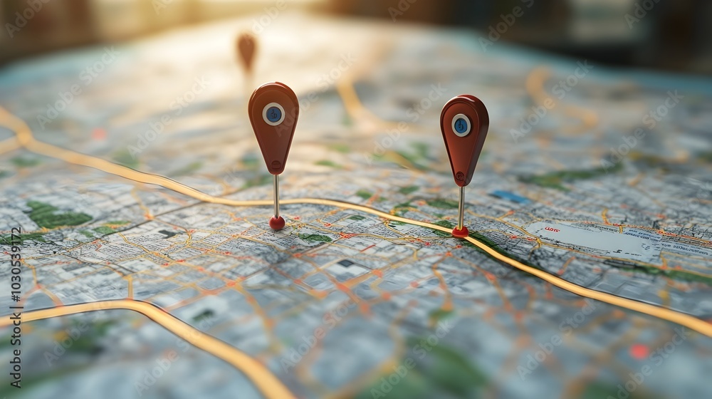 Digital GPS Location on Map with Pin Route Path Concept Digital GPS Location on Map with Pin Route Path Concept
