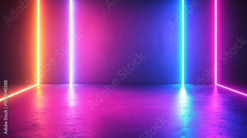 Wallpaper Mural Neon light effect casting a colorful glow, enhancing the scene with bright, bold highlights and shadows. Torontodigital.ca