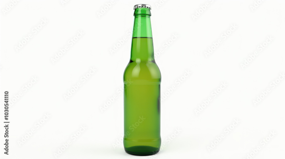 High-Quality Isolated Beer Bottle for Branding, Design Mockups, and Beverage Promotion - Clear Green and Brown Glass Bottle on White Background High-Quality Isolated Beer Bottle for Branding, Design Mockups, and Beverage Promotion - Clear Green and Brown Glass Bottle on White Background