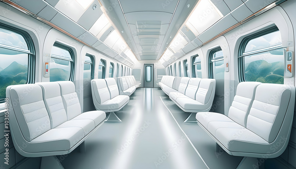 Interior of train with passengers on seats, reflect the diversity and complexity on digital art concept, Generative AI. Interior of train with passengers on seats, reflect the diversity and complexity on digital art concept, Generative AI.