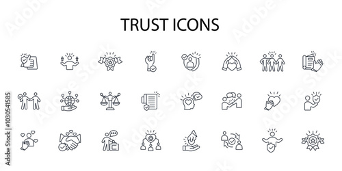 Trust icon set.vector.Editable stroke.linear style sign for use web design,logo.Symbol illustration.