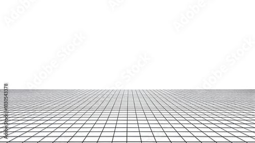Minimalist perspective grid on white background with vanishing point, Generative AI