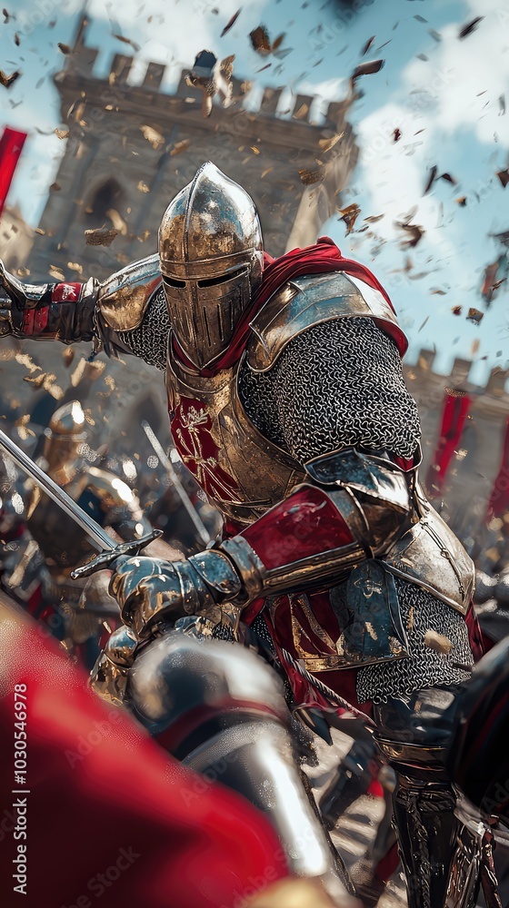 Artistic Representation of a Knight Competing in Battle Artistic Representation of a Knight Competing in Battle